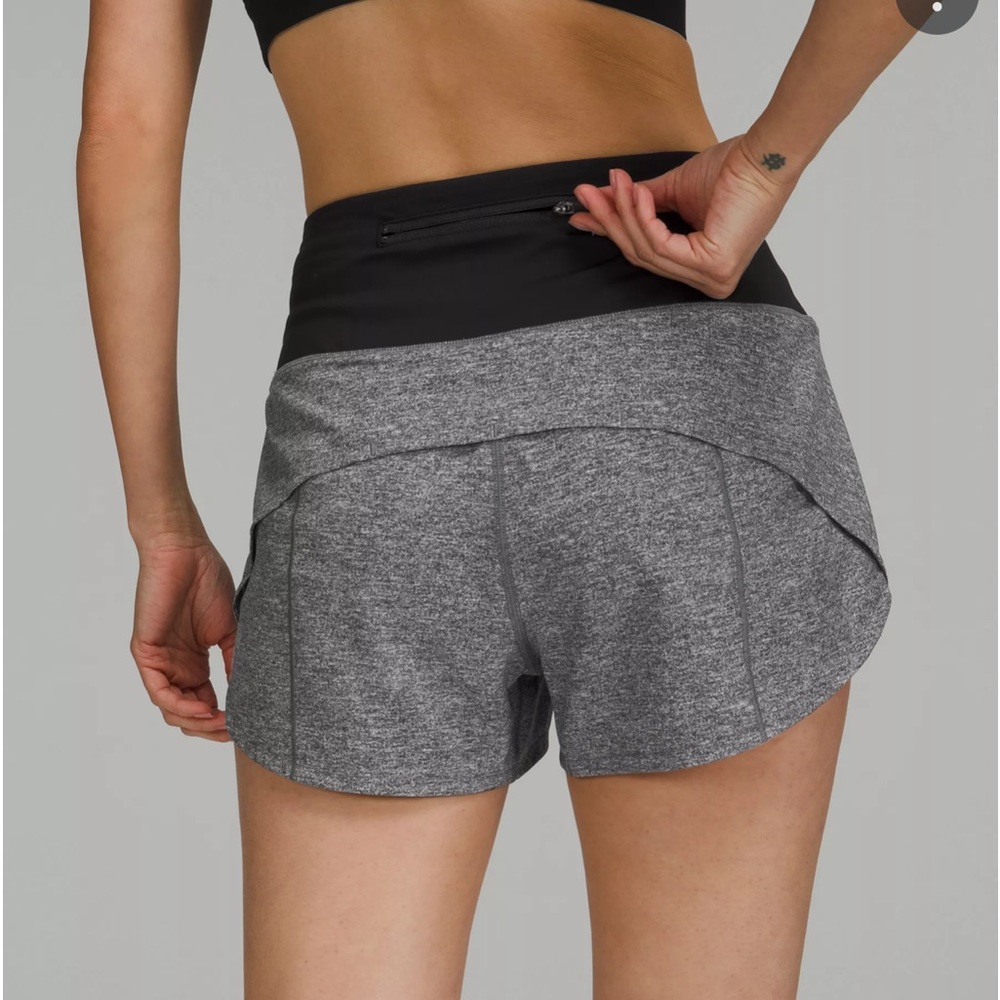 lululemon athletica Women's Grey Running Shorts Lined with Black Waistband